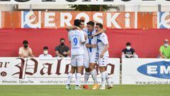 Quiles, Miku, V&iacute;ctor y De Vicente celebran uno de los goles del Deportivo ante el Calahorra (0-3), pr&oacute;ximo rival del Deportivo.