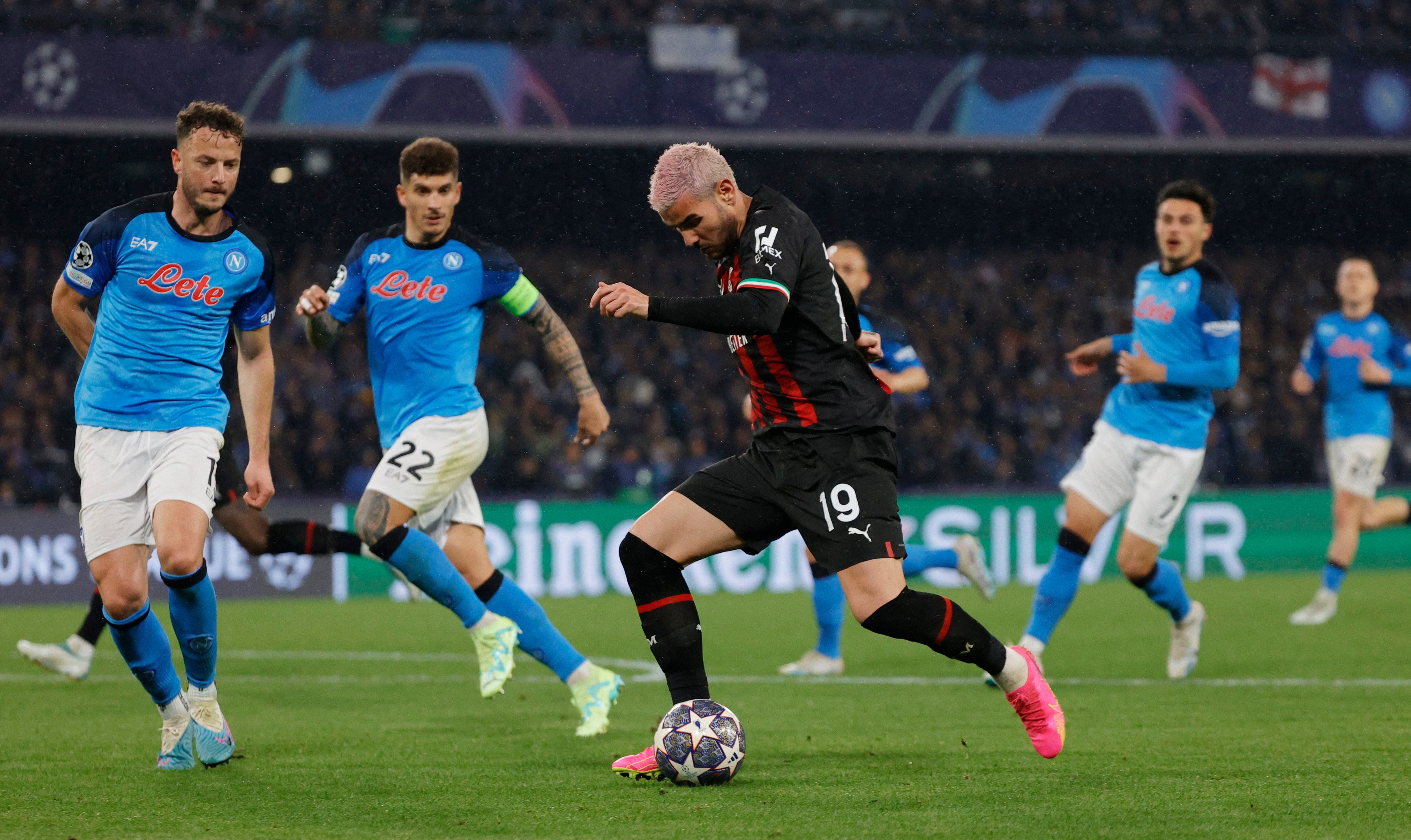 Soccer Football - Champions League - Quarter Final - Second Leg - Napoli v AC Milan - Stadio Diego Armando Maradona, Naples, Italy - April 18, 2023 AC Milan's Theo Hernandez REUTERS/Ciro De Luca