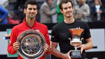 Andy Murray and Novak Djokovic after the men&#039;s final. 