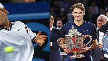 Roger Federer en sus inicios y tras ganar en Basilea a Rafa Nadal, en el &uacute;ltimo t&iacute;tulo que ha logrado hasta la fecha.