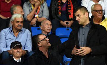 Jose Mourinho and Pedja Mijatovic in the stands to watch last night's Nations League game between Montenegro and Serbia in Podgorica.