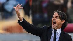 El entrenador del Inter, Simone Inzaghi, durante un partido de Serie A contra la Roma.