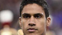 This file photo taken on November 13, 2015 shows France&#039;s defender Raphael Varane pictured during the friendly football match France vs Germany, on November 13, 2015 at the Stade de France stadium in Saint-Denis, north of Paris.  Real Madrid defende