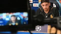 Napoli (Italy), 02/10/2023.- Real Madrid'Äôs Federico Valverde attends a press conference in Naples, Italy, 02 October 2023. Real Madrid will face Napoli in a UEFA Champions League group stage soccer match on 03 October 2023. (Liga de Campeones, Italia, Nápoles) EFE/EPA/CIRO FUSCO
