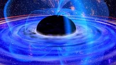 Supermassive black hole points jet of high energy material at Earth