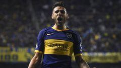 BUENOS AIRES, ARGENTINA - JULY 31: Eduardo Salvio of Boca Juniors celebrates after scoring the second goal of his team  during a round of sixteen second leg match between Boca Juniors and Athletico Paranaense at Estadio Alberto J. Armando on July 31, 2019 in Buenos Aires, Argentina. (Photo by Marcelo Endelli/Getty Images)