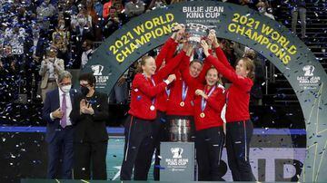 Russia's team celebrate winning the 2021 Billie Jean King Cup final in Prague ealier this month.