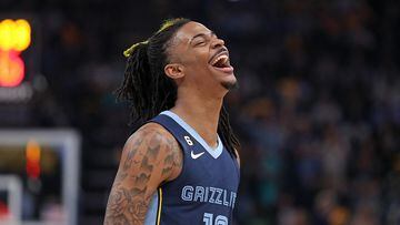 MEMPHIS, TENNESSEE - APRIL 16: Ja Morant #12 of the Memphis Grizzlies reacts during the first half against the Los Angeles Lakers during Game One of the Western Conference First Round Playoffs at FedExForum on April 16, 2023 in Memphis, Tennessee. NOTE TO USER: User expressly acknowledges and agrees that, by downloading and or using this photograph, User is consenting to the terms and conditions of the Getty Images License Agreement.   Justin Ford/Getty Images/AFP (Photo by Justin Ford / GETTY IMAGES NORTH AMERICA / Getty Images via AFP)