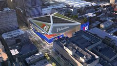 A digital rendition of proposed 76ers new arena