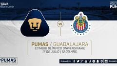 Pumas - Chivas, Liga MX, hoy 17/07/2016