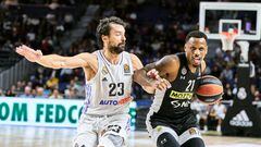 MADRID, SPAIN - NOVEMBER 24: James Nunnally of Partizan Mozzart Bet Belgrade in action during the 2022/2023 Turkish Airlines EuroLeague match between Real Madrid and Partizan Mozzart Bet Belgrade at Wizink Center on November 24, 2022 in Madrid, Spain. (Photo by Sonia Canada/Getty Images)