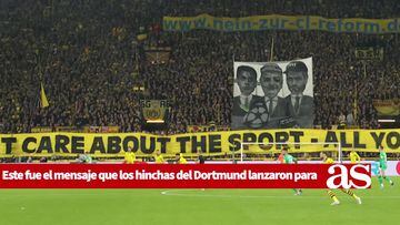 Fanáticos de Borussia Dortmund lanzan protesta durante juego de Champions