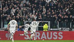 TURIN, ITALY - MARCH 09: Angel Di Maria of Juventus celebrates after scoring his team's first goal during the UEFA Europa League round of 16 leg one match between Juventus and Sport-Club Freiburg at Allianz Stadium on March 09, 2023 in Turin, Italy. (Photo by Chris Ricco - Juventus FC/Juventus FC via Getty Images)