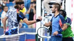 El tenista griego Stefanos Tsitsipas y el croata Borna Coric se saludan tras la final del Masters de Cincinnati 2022.