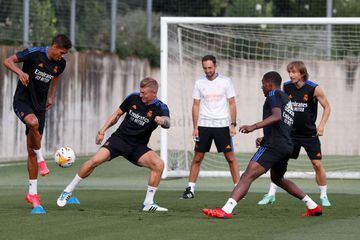 Real Madrid players Rapheal Varane, Toni Kroos, David Alaba and Luka Modric during pre-season training.