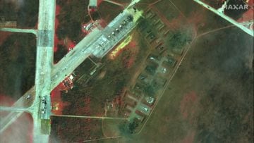 An infrared overview of damaged aircraft at Saki Airbase after attack, in Novofedorivka, Crimea August 10, 2022 . Maxar Technologies/Handout via REUTERS    THIS IMAGE HAS BEEN SUPPLIED BY A THIRD PARTY. NO RESALES. NO ARCHIVES. MANDATORY CREDIT. DO NOT OBSCURE LOGO.