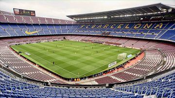 Imagen del Camp Nou vac&iacute;o en el partido a puerta cerrada del Barcelona ante Las Palmas. 