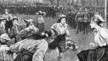 Imagen pictogr&aacute;fica del primer partido femenino en 1895.