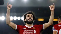 FILE PHOTO: Soccer Football - Champions League - Liverpool vs NK Maribor - Anfield, Liverpool, Britain - November 1, 2017   Liverpool&#039;s Mohamed Salah celebrates scoring their first goal    REUTERS/Phil Noble/File Photo