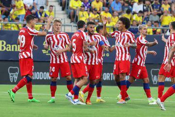 Los jugadores del Atlético de Madrid celebrando el gol de Morata