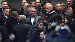 Jose Mourinho attends the Serie A match between Inter Milan and UC Sampdoria at Stadio Giuseppe Meazza on February 20, 2016.