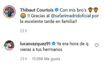 Captura del comentario de Lucas Vázquez a Thibaut Courtois.