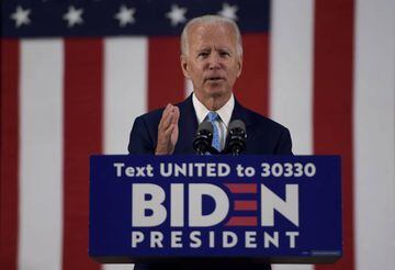 Influence | US Democratic presidential candidate Joe Biden speaking in Wilmington, Delaware back in June.