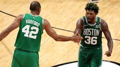 Marcus Smart and Al Horford came back strong, leading the Celtics to their largest road playoff lead in franchise history at the half.