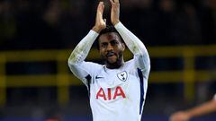 DORTMUND, GERMANY - NOVEMBER 21:  Danny Rose of Tottenham Hotspur shows appreciation to the fans after the UEFA Champions League group H match between Borussia Dortmund and Tottenham Hotspur at Signal Iduna Park on November 21, 2017 in Dortmund, Germany. 