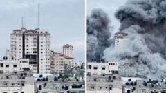 Impresionante: así se derrumbó la Torre de Palestina en Gaza tras un ataque aéreo