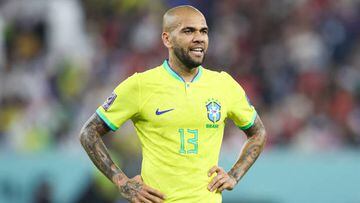 DOHA, QATAR - DECEMBER 05: Dani Alves of Brazil during the FIFA World Cup Qatar 2022 Round of 16 match between Brazil and South Korea at Stadium 974 on December 05, 2022 in Doha, Qatar. (Photo by Alex Livesey - Danehouse/Getty Images)