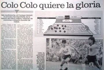 Colo Colo es el único equipo chileno que ha jugado una final de Copa Intercontinental o Mundial de Clubes.