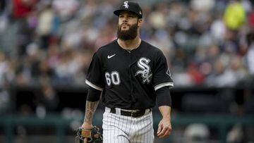 Chicago White Sox starter Dallas Keuchel walks to the dugout after pitching the first inning and allowing one run against the Los Angeles Angels at Guaranteed Rate Field, May 1, 2022, in Chicago. (Armando L. Sanchez/Chicago Tribune/Tribune News Service via Getty Images)