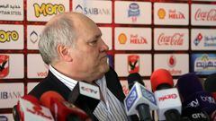 Former Tottenham manager Martin Jol attends a press conference as he was unveiled as the new coach for Egyptian Premier League leaders Al-Ahly in Cairo, Egypt