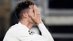 Juventus&#039; Portuguese forward Cristiano Ronaldo reacts after missing a goal opportunity during the UEFA Champions League quarter-final second leg football match Juventus vs Ajax Amsterdam on April 16, 2019 at the Juventus stadium in Turin. (Photo by F