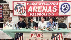 Carlos e Iván Díaz Infantes, Carlos Sánchez, Marcelino y Pedro Delicado en la cena del sexto aniversario de la peña atlética Arenas Valdeolivas.