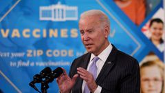 President Joe Biden delivers remarks on the authorization of the coronavirus disease vaccine for kids ages 5 to 11, during a speech in the Eisenhower Executive Office Building&rsquo;s South Court Auditorium at the White House.