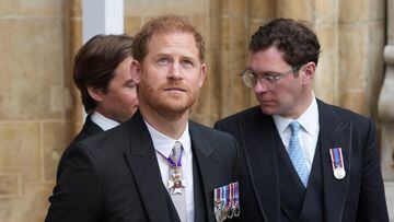 Prince Harry lokks on as he leaves after the Coronation of King Charles III, at Westminster Abbey, in London, Britain May 6, 2023. Dan Charity/Pool via REUTERS