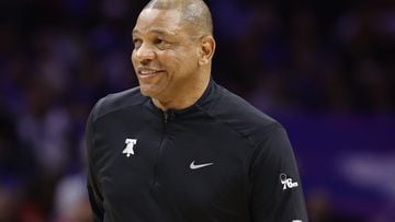 Doc Rivers of the Philadelphia 76ers has become the fifth NBA coach to win 100 playoff games, after his team’s 112-97 win against the Toronto Raptors.