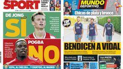 Portadas de los diarios Sport y Mundo Deportivo del d&iacute;a 8 de agosto de 2018.