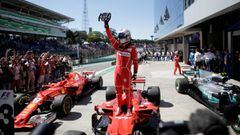Formula One F1 - Brazilian Grand Prix 2017 - Sao Paulo, Brazil - November 12, 2017  Ferrari&#039;s Sebastian Vettel celebrates winning the race  REUTERS/Ueslei Marcelino     TPX IMAGES OF THE DAY