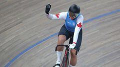 Kelsey Mitchell participa en la prueba de velocidad de los Juegos Panamericanos 2019.