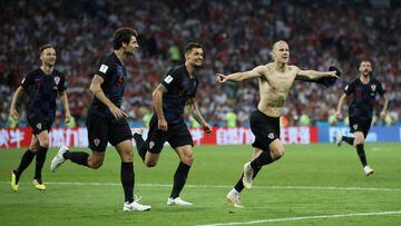 As&iacute; celebr&oacute; Vida el segundo gol de Croacia.