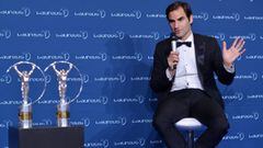 Roger Federer attends atiende a los medios tras ganara los Premios Laureus a mejor deportista del a&ntilde;o y mejor reaparici&oacute;n.