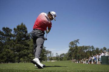 Hideki Matsuyama at Augusta National Golf Club in Augusta, Georgia today.