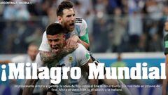 Portada del diario Ol&eacute; tras la victoria de Argentina sobre Nigeria.