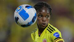 Colombia's Linda Caicedo is seen during the Conmebol 2022 women's Copa America football tournament final match between Colombia and Brazil at the Alfonso Lopez stadium in Bucaramanga, Colombia, on July 30, 2022. (Photo by Raul ARBOLEDA / AFP)