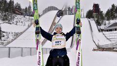 Sara Takanashi of Japan takes 1st place during the FIS Nordic World Cup Women&#039;s Ski Jumping