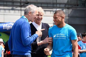 Wenger and Mbappé at the "Premiers de Cordee" Evasion Day where children with rare diseases met their idols. May 22, 2019.