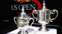 Imagen de los trofeos masculino y femenino de campeones del US Open.